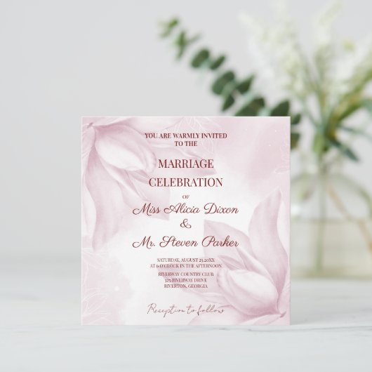 Invitation Fleur Ethereal Magnolia, Mariage (Debout devant)