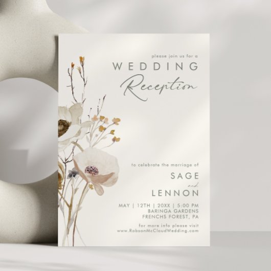 Invitation Fleur Fantaisiste | Réception de Mariage en Ivoire