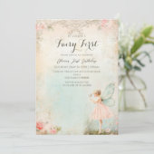 Invitation Fleur fée fille Anniversaire (Debout devant)