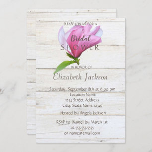 Invitation Fleur, Fête des mariées de texture de bois Magnoli