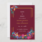Invitation Fleur Fiesta Enregistrer la date Mariage Bourgogne (Devant)