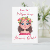 Invitation fleur fille proposition script rose mignon (Debout devant)