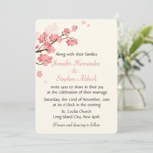 Invitation Fleur Fleur Fleur Fleur Fleur de Cerisier Blanc et (Debout devant)