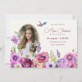 Invitation Fleur fleur photo anniversaire (Devant)