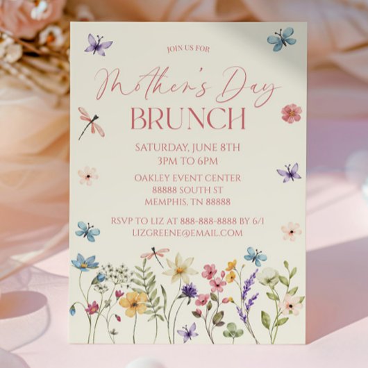 Invitation Fleur fleur sauvage Fleur Florale Fête des Mères B