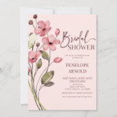 Invitation Fleur Fleur sauvage rose Fête des mariées florale (Devant)