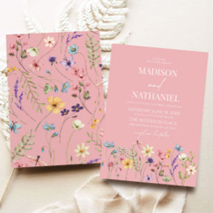 Invitation Fleur Fleur sauvage rose Mariage floral