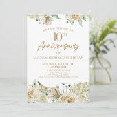 Invitation Fleur florale blanche 10e anniversaire de Mariage (Debout devant)