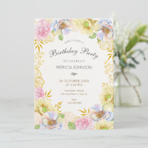 Invitation Fleur florale couleur douce anniversaire