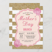 Invitation Fleur florale de rose d'invitation de brunch de (Devant / Derrière)