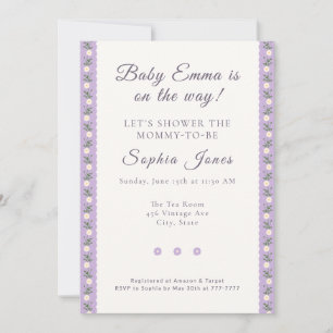 Invitation Fleur Florale Lavande Coquette