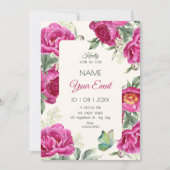 Invitation Fleur florale rose (Devant)