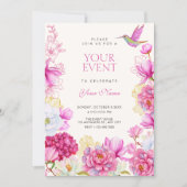 Invitation Fleur florale rose (Devant)