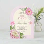 Invitation Fleur florale rose  (Debout devant)