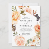 Invitation Fleur florale rustique aquarelle d'automne (Devant)