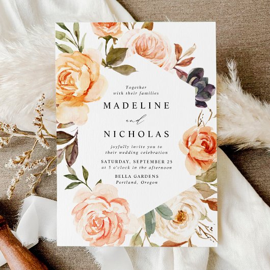 Invitation Fleur florale rustique aquarelle d'automne
