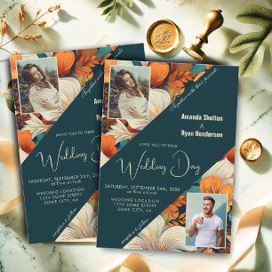 Invitation Fleur Florale Tropicale Élégante Photo de Mariage 