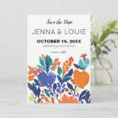 Invitation Fleur florale vibrante Enregistrer la date Invitat (Debout devant)