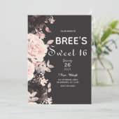 Invitation Fleur foncé Blush rose Charbon gris doux 16 (Debout devant)