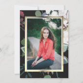 Invitation Fleur foncée fête de graduation de la photo (Devant)