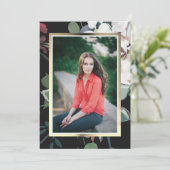 Invitation Fleur foncée fête de graduation de la photo (Debout devant)