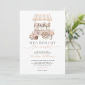 Invitation Fleur fraîche du marché Mariage Fleur de Pêche (Debout devant)
