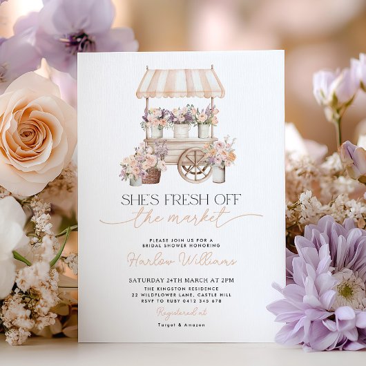 Invitation Fleur fraîche du marché Mariage Fleur de Pêche