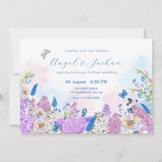 Invitation Fleur fraîche mariage été (Devant)