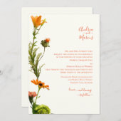 Invitation Fleur fraîche orange rouge (Devant / Derrière)