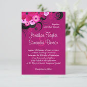 Invitation Fleur Fuchsia foncée 3,5 po x 5 po Invite Mariage (Debout devant)