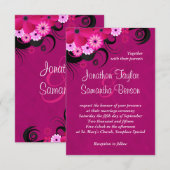 Invitation Fleur Fuchsia foncée 3,5 po x 5 po Invite Mariage (Devant / Derrière)