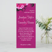 Invitation Fleur Fuchsia foncée 4" x 9,25" Mariage invite (Debout devant)