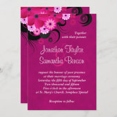 Invitation Fleur Fuchsia foncée 5" x 7" Mariage invite (Devant / Derrière)