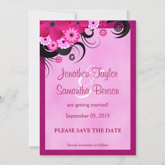Invitation Fleur Fuchsia Lumière Enregistrer La Date Annonce (Devant)