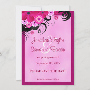 Invitation Fleur Fuchsia Lumière Enregistrer La Date Annonce