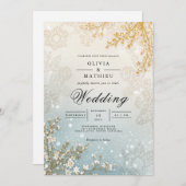 Invitation Fleur gelée hiver Romance Mariage (Devant / Derrière)