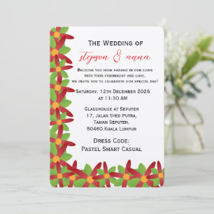 Invitation Fleur géométrique moderne rouge et verte vectoriel