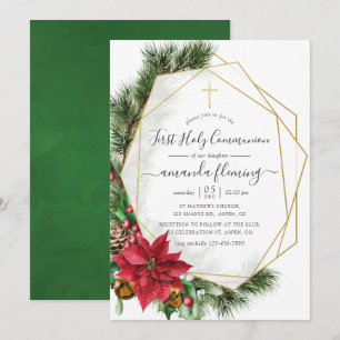 Invitation Fleur Géométrique Noël Sainte Communion