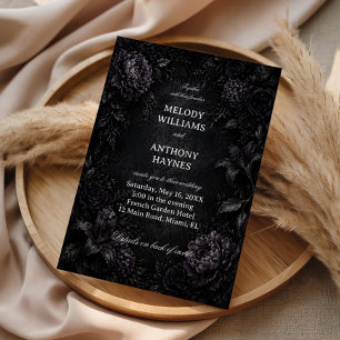 Invitation Fleur Gothique Élégante Sombre Vintage