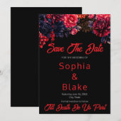 Invitation Fleur gothique noir et rouge foncé Enregistrer la  (Devant / Derrière)