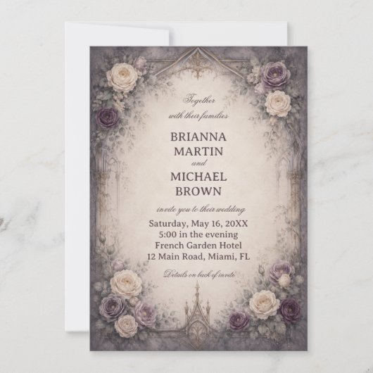 Invitation Fleur Gothique Romantique (Devant)