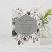 Invitation Fleur grise Élégance Romantique Mariage (Debout devant)
