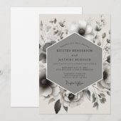 Invitation Fleur grise Élégance Romantique Mariage (Devant / Derrière)