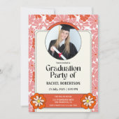 Invitation Fleur Hippie Groovy Rétro Photo Diplôme (Devant)