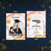 Invitation Fleur Hippie Rétro Groovy Photo Diplôme