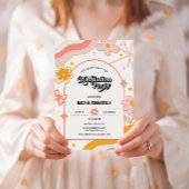 Invitation Fleur Hippie Rétro Groovy Photo Diplôme