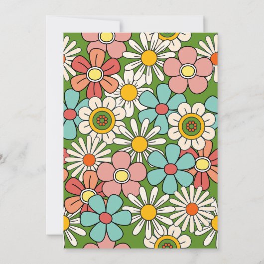 Invitation Fleur Hippie Retro super Bonjour Trente Anniversai (Dos)