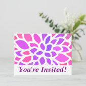 Invitation Fleur Hippie rose Rétro Moderne (Debout devant)