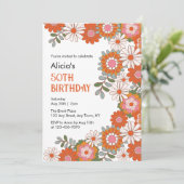 Invitation Fleur hippie Super et feuille élégant Anniversaire (Debout devant)