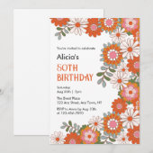 Invitation Fleur hippie Super et feuille élégant Anniversaire (Devant / Derrière)